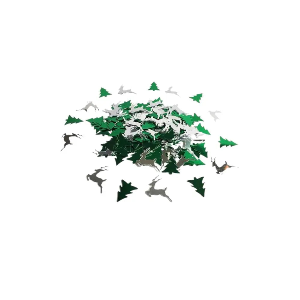 Confettis_de_table_sapin_et_cerf_vert_et_argente